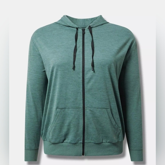 Torrid Super Soft Performance Jersey Full Zip Active Hoodie Green‎ Womens Size 1 - Picture 1 of 6